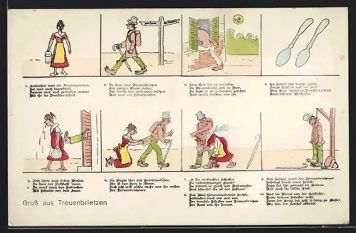 Künstler-AK Treuenbrietzen, Moritat vom Sabinchenmord