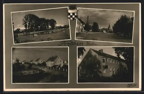 AK Trebbin /Berlin, Siedlung Freie Scholle, Schwimmbad, Markt, Internat, Wappen