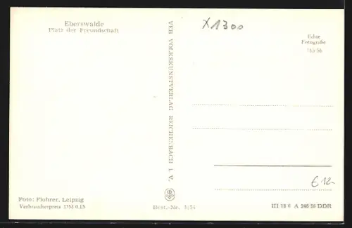 AK Eberswalde, Platz der Freundschaft mit Geschäften