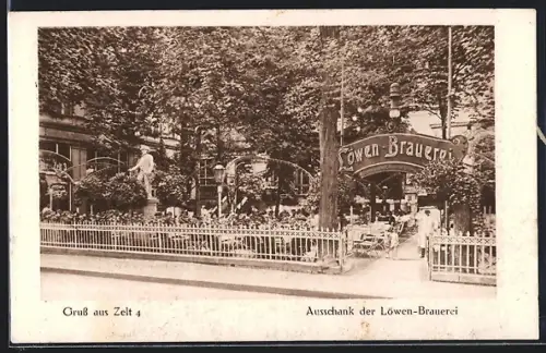 AK Berlin-Tiergarten, Gasthaus Löwen-Brauerei, Zelt 4