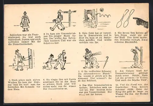 Künstler-AK Treuenbrietzen, Moritat vom Sabinchenmord