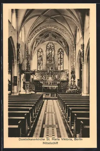 AK Berlin, Dominikanerkirche St. Maria Viktoria, Mittelschiff, Karlstrasse, jetzt Reinhardtstrasse (abgerissen 1938)