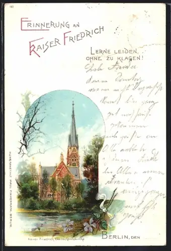 Lithographie Berlin-Tiergarten, Kaiser Friedrich-Gedächtniskirche