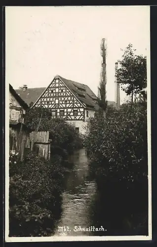 AK Schnaittach, Fachwerkhaus am Fluss