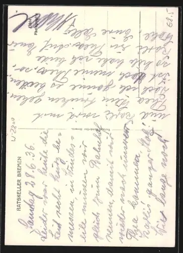 AK Bremen, Gasthaus Ratskeller, Hauptsaal, Innenansicht