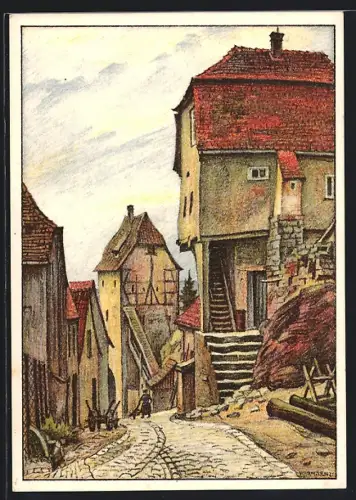 Künstler-AK Sulzfeld a. Main, Jocklerturm