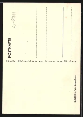 Künstler-AK Sulzfeld a. Main, Jocklerturm