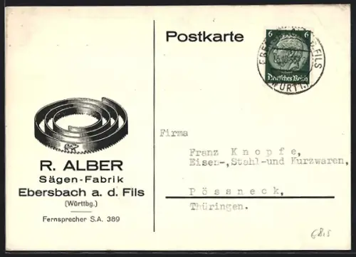 AK Ebersbach a. d. Fils, Sägen-Fabrik R. Alber