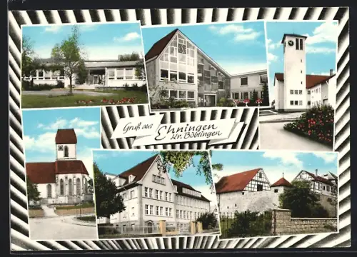 AK Ehningen /Kr. Böblingen, Kirche, Gebäudeansicht, Ortspartie