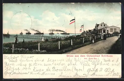 AK Kiel-Schilksee /Ostsee, Uferpromenade mit Schilkseer Strand-Hotel
