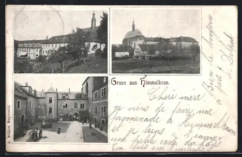 AK Himmelkron, Teilansichten mit Kirche und Innenhof