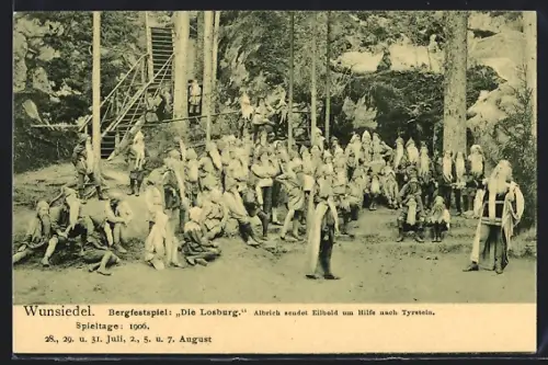 AK Wunsiedel, Bergfestspiel: Die Losburg 1906, Albrich sendet Eilbold um Hilfe nach Tyrstein