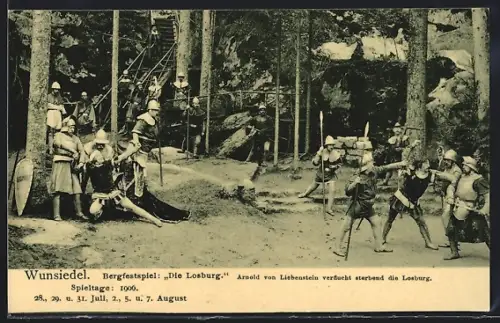 AK Wunsiedel, Naturbühne Luisenburg, Bergfestspiel: Die Losburg, Arnold von Liebenstein verflucht sterbend die Losburg