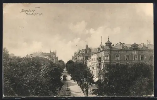 AK Augsburg, Blick in die Bahnhofstrasse