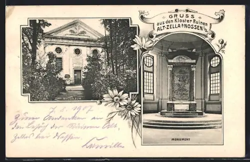 AK Nossen, Kloster Ruinen Alt-Zella, Mausoleum, Monument