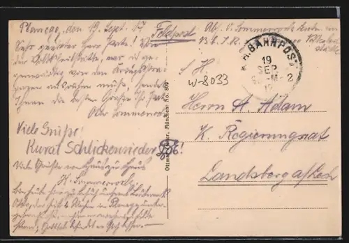 AK Planegg, Volksheilstätte mit Nord und Süd-Partie, Villa und Ökonomiegebäude, Jugendstilrahmen
