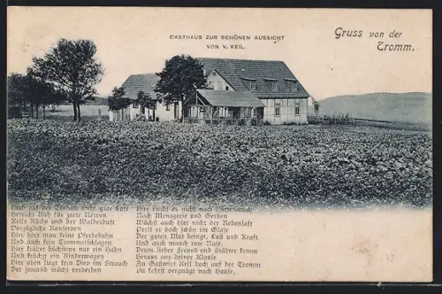 AK Tromm, Gasthaus Zur schönen Aussicht von V. Keil