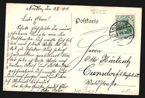 AK Nossen, Talstrasse, Flussansicht, Häuserzeile