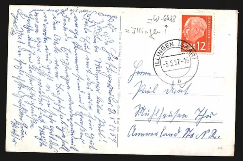 AK Hüttigweiler /Saar, Ortsansicht mit Kirche