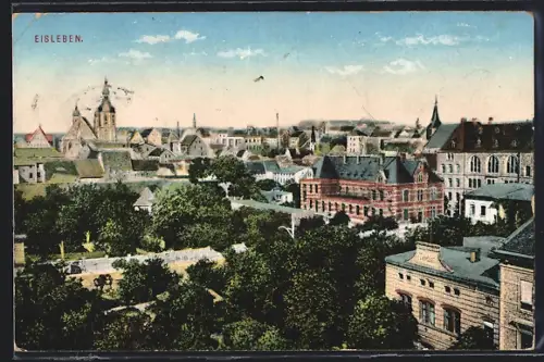 AK Eisleben, Stadtansicht mit Kirche