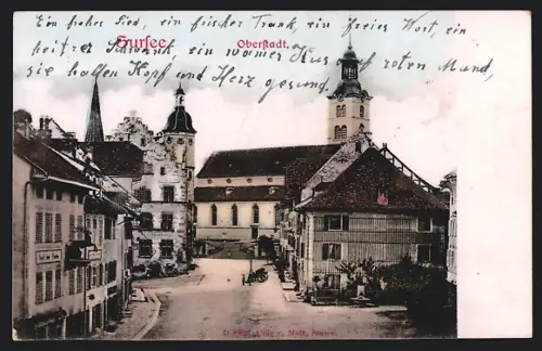 AK Sursee, Oberstadt, Ortspartie mit Hotel u. Türmen aus der Vogelschau