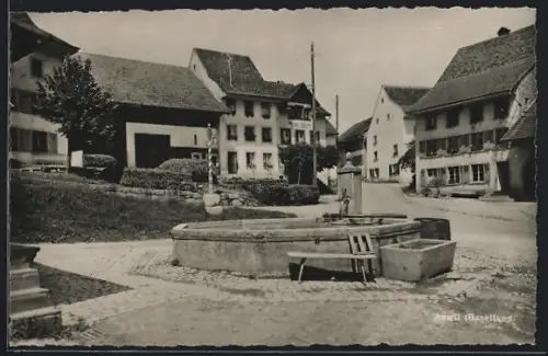 AK Anwil /Baselland, Brunnenplatz mit Gasthof Reblauben Spiess-Jenny