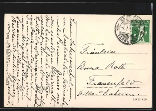 AK Seon, Teilansicht mit Staufberg u. Kirche aus der Vogelschau