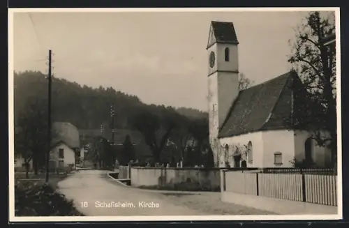 AK Schafisheim, Strassenpartie mit Blick zur Kirche