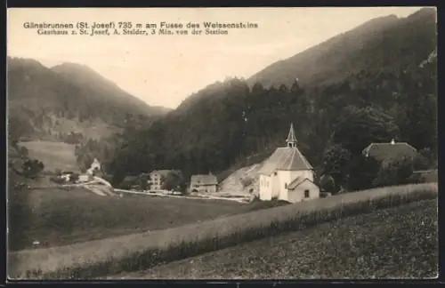 AK Gänsbrunnen, Ortsansicht am Fusse des Weissensteins