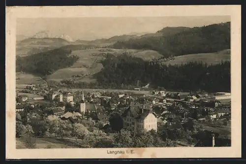 AK Langnau i. E., Teilansicht mit Bergen