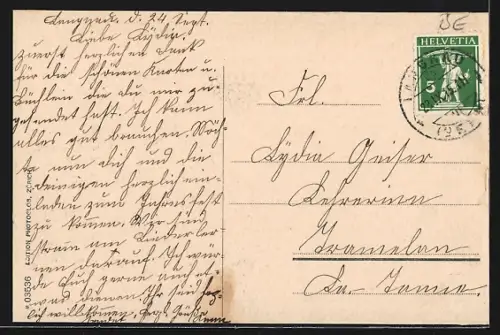 AK Langnau i. E., Teilansicht mit Bergen