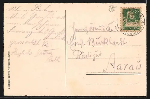 AK Kiental, Panoramaansicht mit Golderenhorn, Blüemlisalp