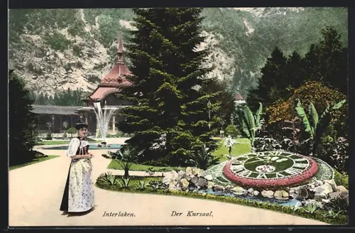 AK Interlaken, Blumenuhr am Kursaal