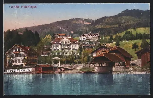 AK Hilterfingen, Uferpartie mit Hotel Hilterfingen