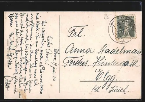 AK Hilterfingen, Kirche mit Blüemlisalp