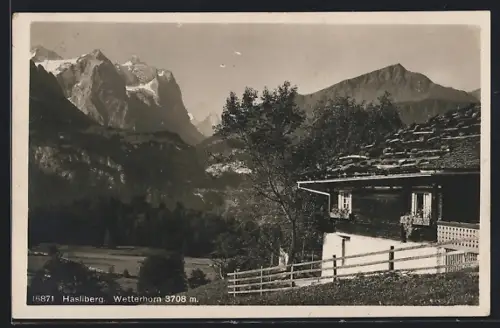 AK Hasliberg, Panoramablick zum Wetterhorn