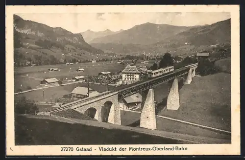 AK Gstaad, Viadukt der Montreux-Oberland-Bahn
