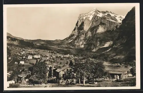 AK Grindelwald, Teilansicht mit Wetterhorn