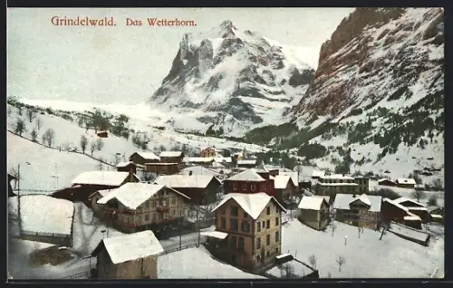 AK Grindelwald, Teilansicht mit Wetterhorn