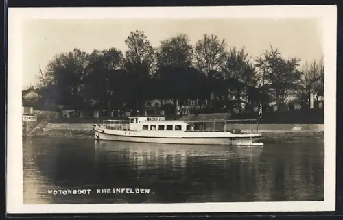 Foto-AK Motorboot Rheinfelden, Heckansicht