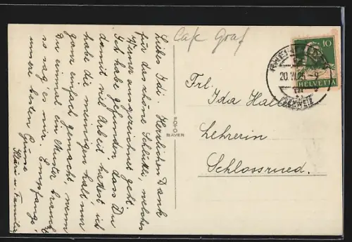 Foto-AK Motorboot Rheinfelden, Heckansicht