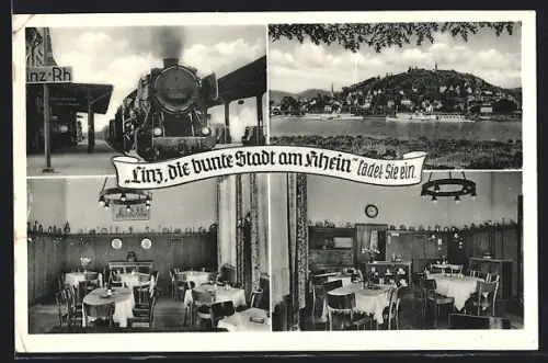 AK Linz am Rhein, Bahnhofgaststätte B. Wienhold, Innenansichten