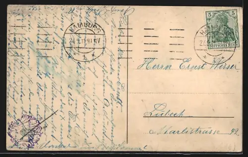 AK Hamburg-Altona, Strassenpartie bei der Friedenseiche