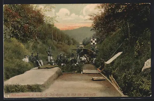 AK Bautzen, Schiessstände des 4. K. S. Infanterie-Regiments No. 103 am Bärwald