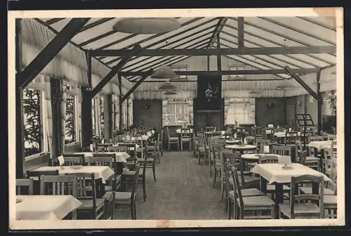 AK Bautzen, Cafe-Zelt der Konditorei Lehmann auf der Schiessbleiche, Innenansicht