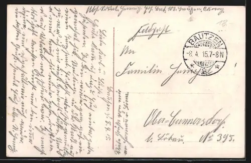 AK Bautzen, Teilansicht mit Kirche von der Schiessbleiche aus, Fahne, Passepartout