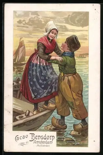 AK Amsterdam, Reklame für Bensdorp - Kakao mit zwei jungen Holländern