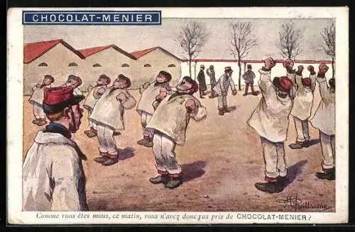 AK Chocolat-Menier, Französische Soldaten beim Exerzieren