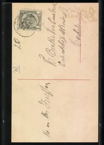 Foto-AK RPH SBW Nr. 01143/44: Mädchen um Mitternacht an Turmuhr, Neujahrsgruss