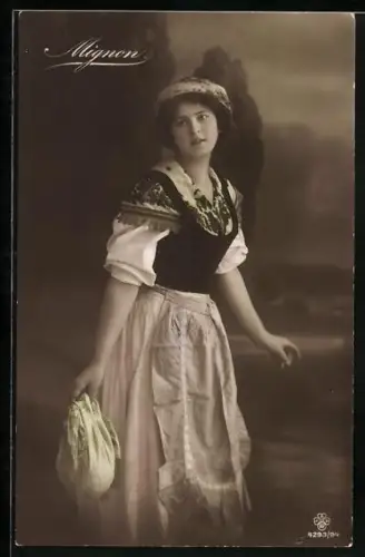 Foto-AK RPH SBW Nr. 4293/94: Mignon, Fräulein in Tracht